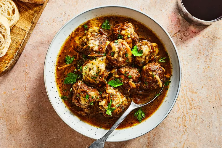 Slow Cooker French Onion Meatballs